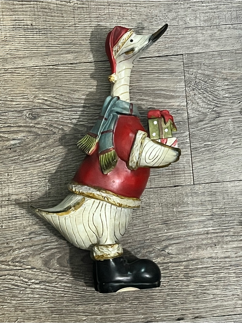 Tii Collections Holiday Vintage Style Weathered Santa Christmas Goose